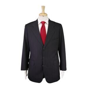 Edgar Pomeroy Bespoke Gray Black Herringbone Wool Handmade Suit 38S